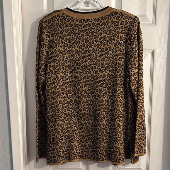 Misook Leopard Print two pieces Cardigan - Brown and Black - Picture 2 of 8